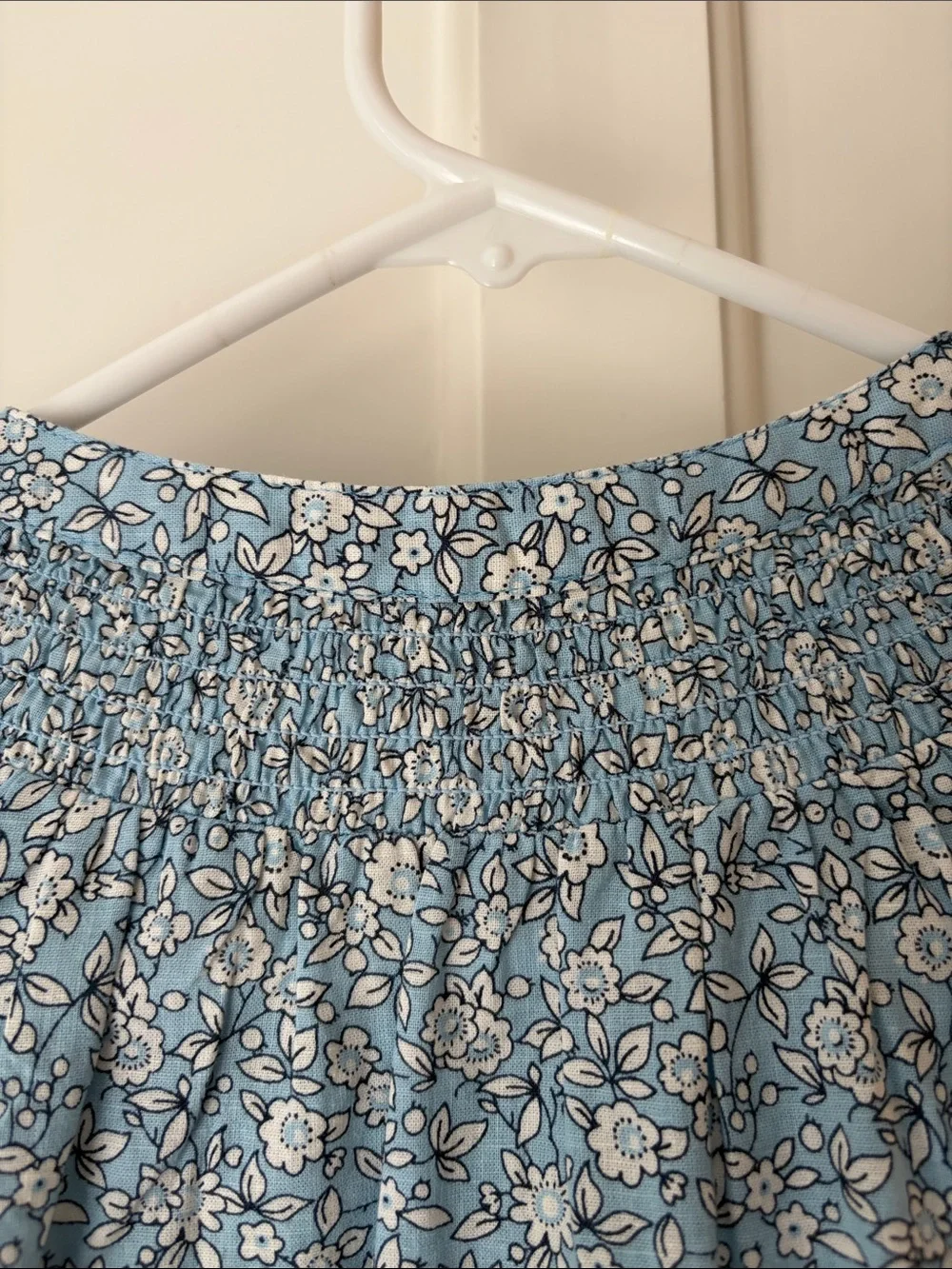 J. Crew Blue Floral Button-Front Puff Sleeve Blouse